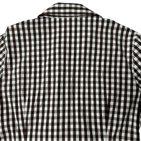 Lafayette 148 Brown Gingham Plaid Cropped Tie Front Shirt Top Size: 8 - Picture 11 of 14